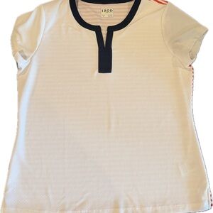 Izod Women's Short Sleeve Polo Golf Sz XL White Red Blue